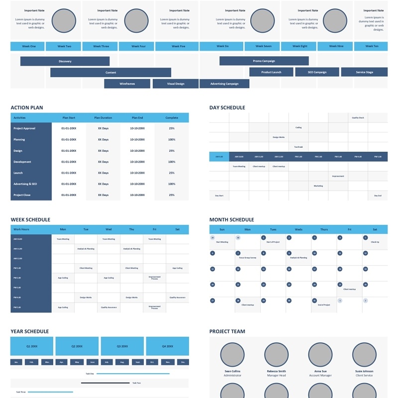 项目计划可插图PPT模板ProjectPlan_Blue