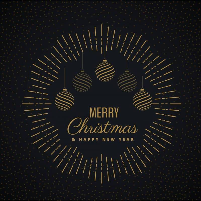 与垂悬的球的圣诞快乐贺卡设计
