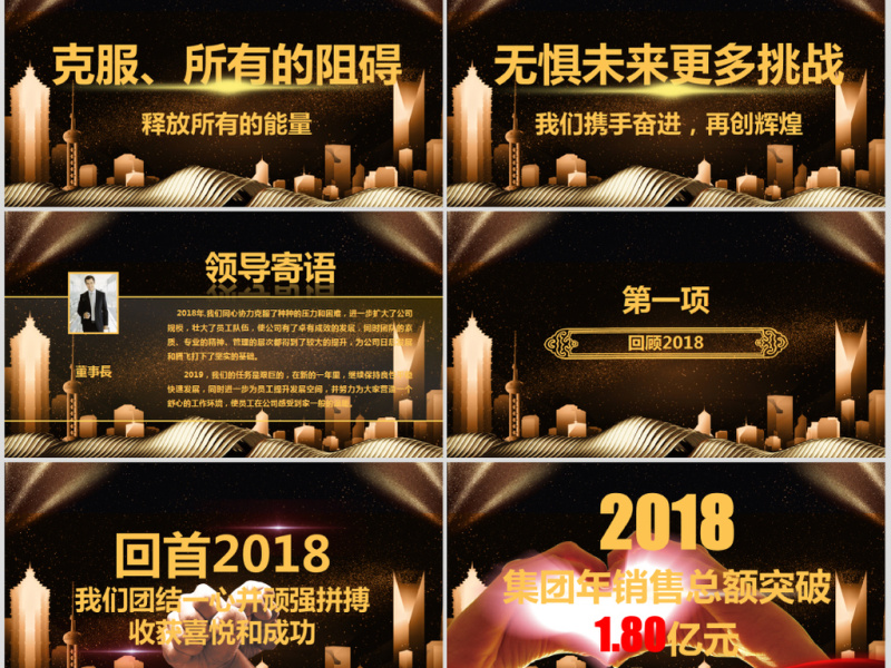 原创赢战2019企业年会开场PPT模板-版权可商用