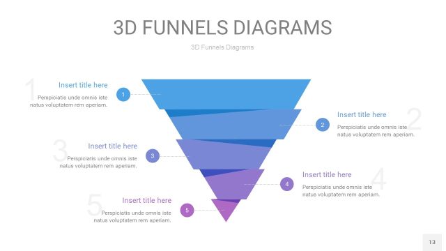 铁蓝色渐变3D漏斗PPT信息图表13