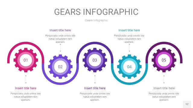 玫瑰紫色齿轮PPT信息图17