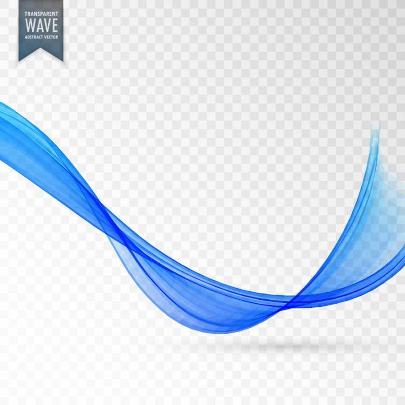 时尚的蓝色波浪在透明背景上