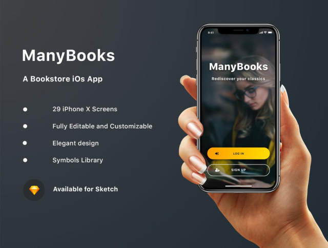 高品质书店，28个高级屏幕，ManyBooks iOs UI Kit