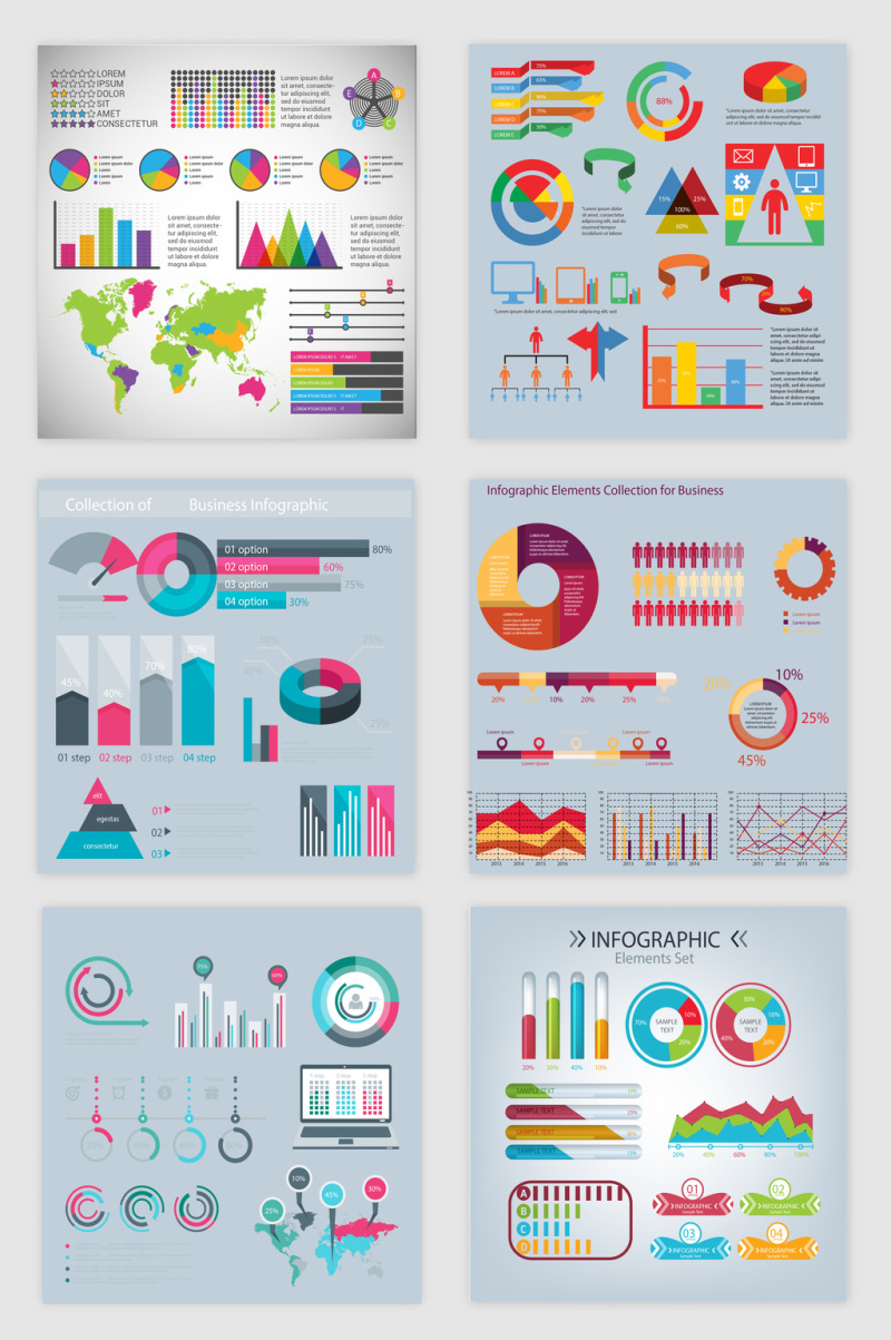 彩色图形图表集合