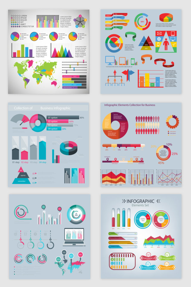彩色图形图表集合
