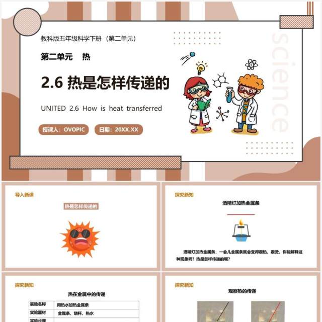 教科版五年级科学下册热是怎样传递的课件PPT模板 教科版五年级科学下册热是怎样传递的课件PPT模板