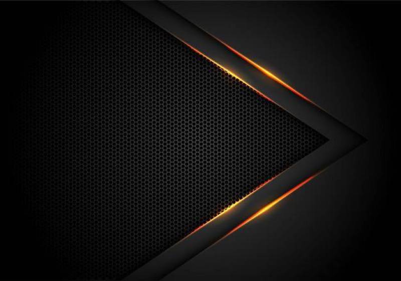 在黑色的黄灯箭头有六角形滤网背景。