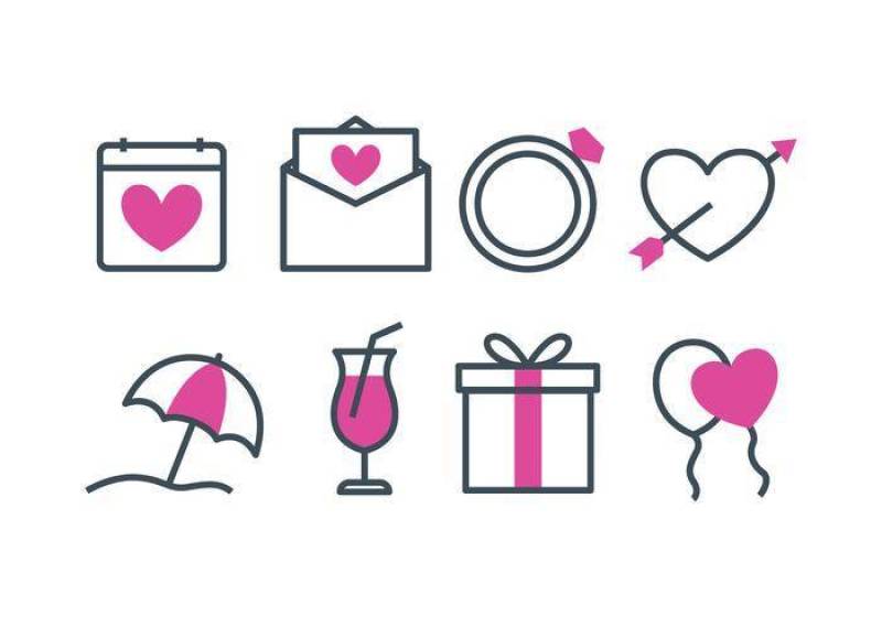 海滩婚礼图标集