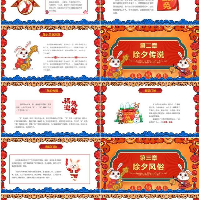 红色国潮中国风除夕习俗介绍PPT模板 红色国潮中国风除夕习俗介绍PPT模板