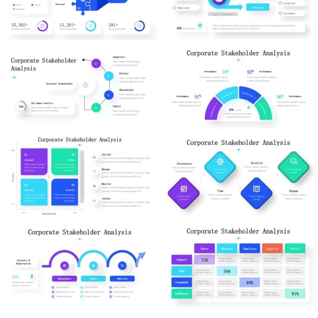 企业利益相关者分析PPT信息图模板素材Corporate Stakeholder Analysis Infographics