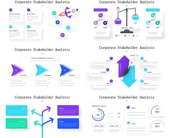 企业利益相关者分析PPT信息图模板素材Corporate Stakeholder Analysis Infographics