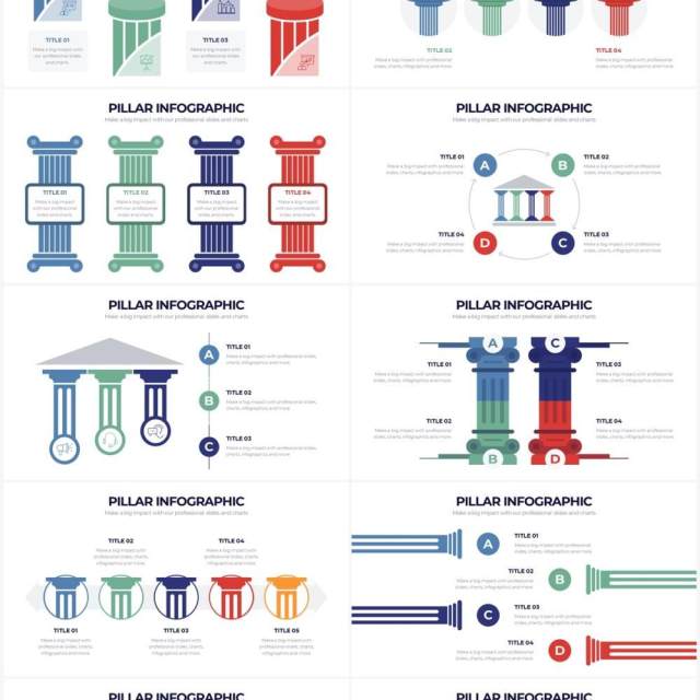 国外彩色支柱图PPT信息图形素材Pillar Powerpoint Infographics 国外彩色支柱图PPT信息图形素材Pillar Powerpoint Infographics