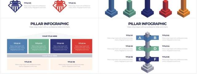 国外彩色支柱图PPT信息图形素材Pillar Powerpoint Infographics