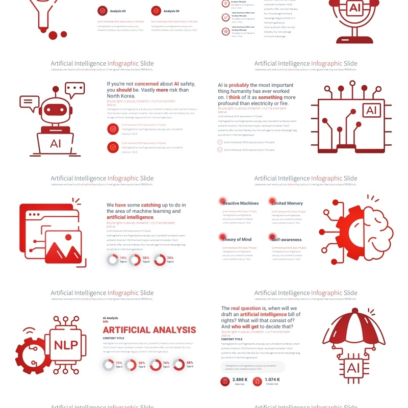 人工智能PPT模板素材信息图Artificial intelligence - Color 10 (Red)