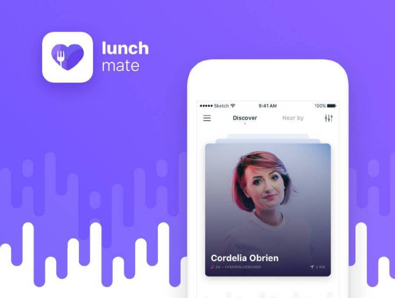 午餐约会草图和PSD iOS UI套件。，午餐约会UI工具包