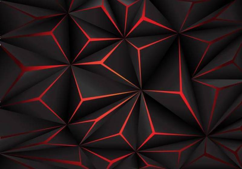 抽象黑多角形红灯未来派技术背景