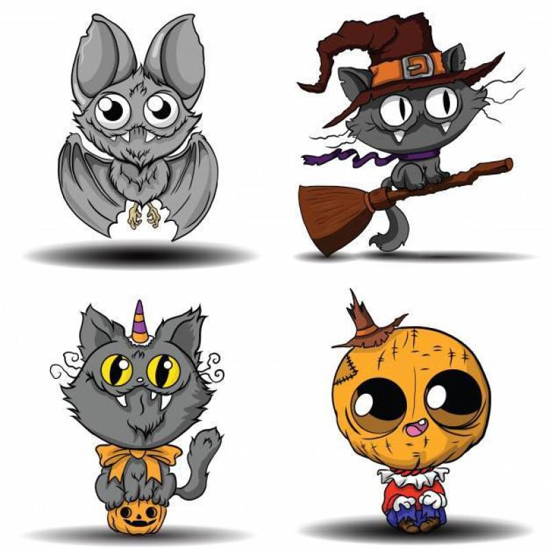 可爱的万圣节怪物集合