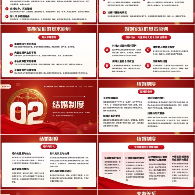 红色简约风民法典婚姻家庭篇分析解读PPT模板 红色简约风民法典婚姻家庭篇分析解读PPT模板
