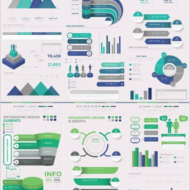 简单简洁信息图表图形素材Easy Infographics