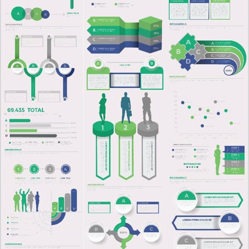 简单简洁信息图表图形素材Easy Infographics