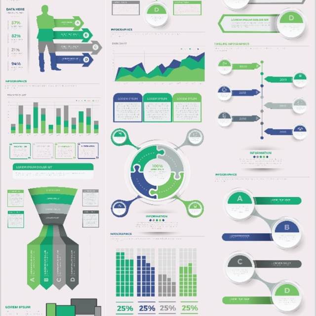 简单简洁信息图表图形素材Easy Infographics