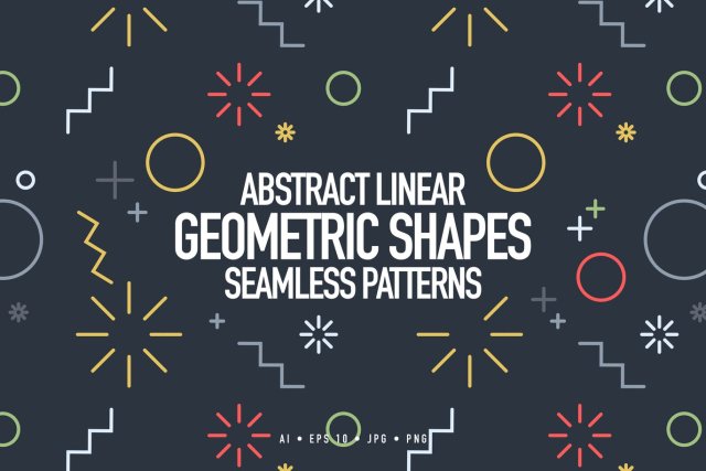 线性几何形状无缝图案AI矢量设计背景素材Linear Geometric Shapes Seamless Patterns