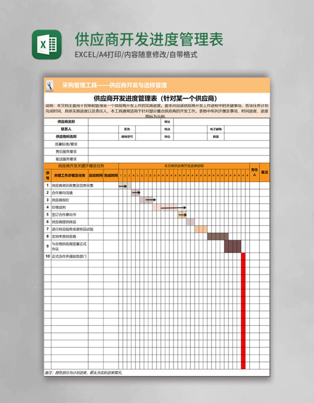 供应商开发进度管理表excel表格模板