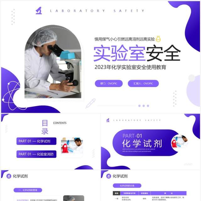 紫色简约商务风化学实验室安全使用教育PPT模板 紫色简约商务风化学实验室安全使用教育PPT模板