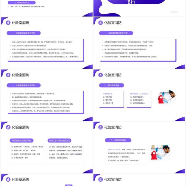 紫色简约商务风化学实验室安全使用教育PPT模板
