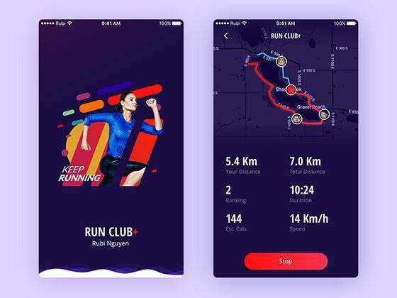 Run Club + 运动应用界面