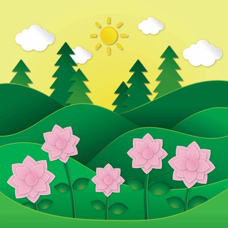 纸艺术景观矢量