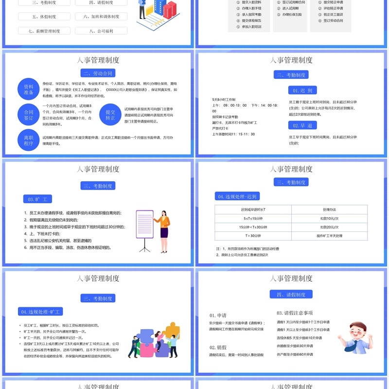 蓝色卡通风新员工入职培训PPT模板