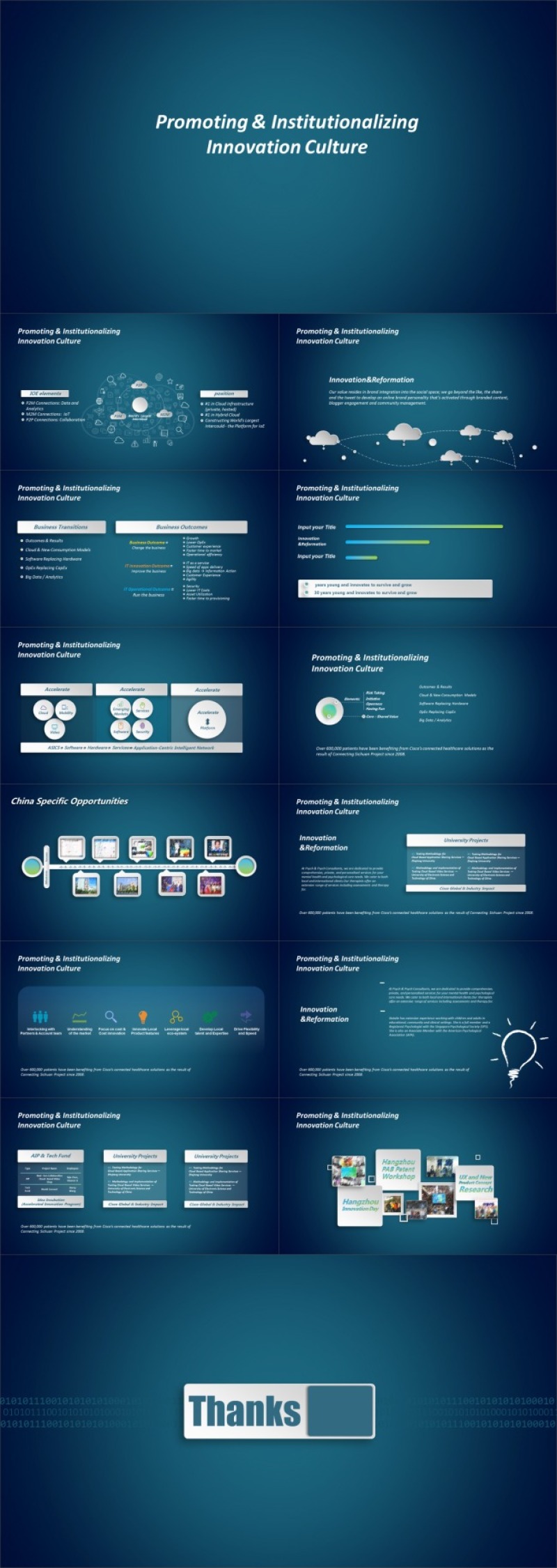 深蓝色文艺高逼格PPT模板