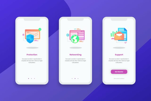简洁登陆屏幕移动应用程序APP界面办公图标概念插画Onboarding Screens Mobile App 简洁登陆屏幕移动应用程序APP界面办公图标概念插画Onboarding Screens Mobile App