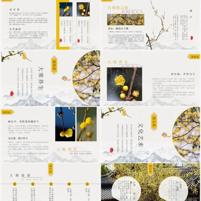 黄色淡雅中国风二十四节气之大寒PPT模板 黄色淡雅中国风二十四节气之大寒PPT模板