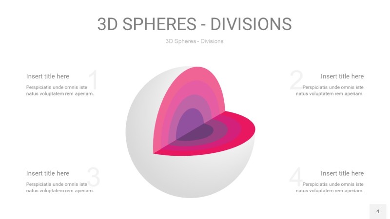 渐变粉色3D球体切割PPT信息图4