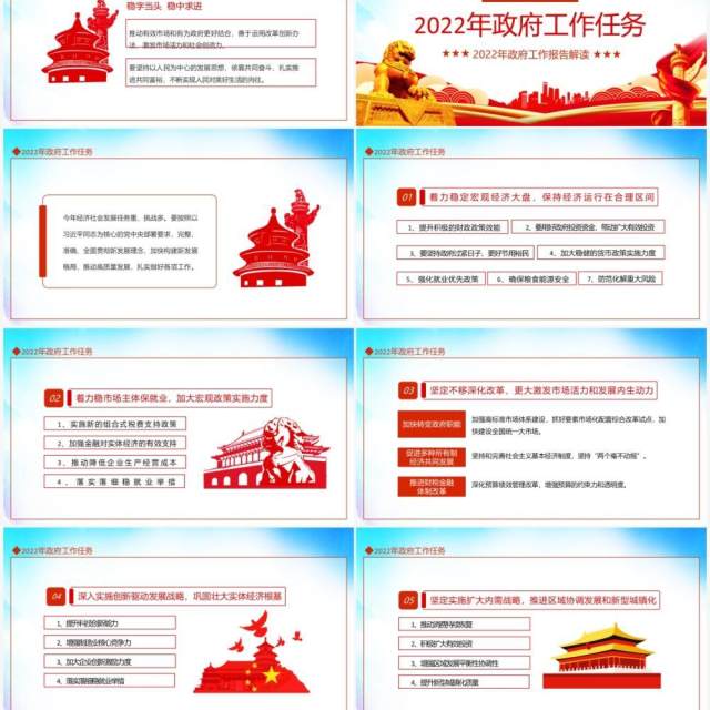 关注两会聚焦两会2022年政府工作报告解读动态PPT模板