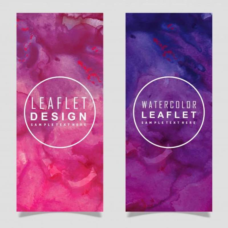 Colorful Watercolor Leaflet Template Design