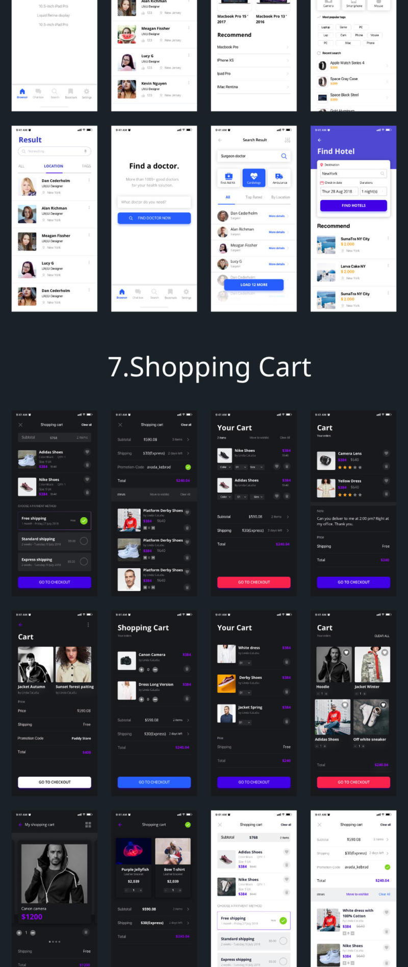 160个高级屏幕 - 移动UI工具包的10个类别，Emils移动UI工具包