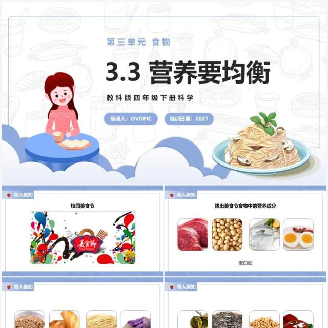 教科版四年级下册营养要均衡课件PPT模板 教科版四年级下册营养要均衡课件PPT模板