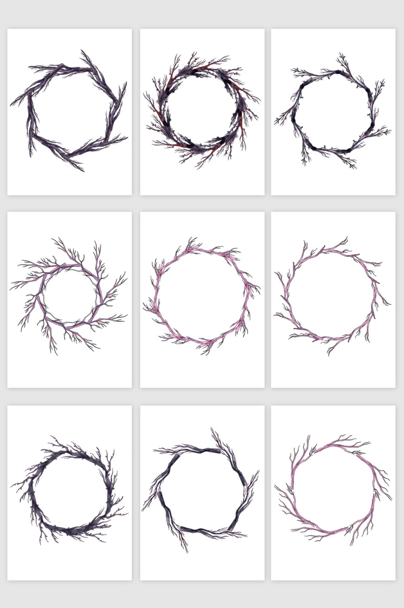 树枝样式花环矢量素材