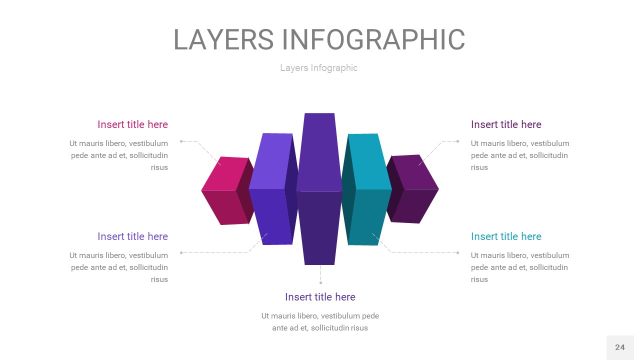 紫蓝色3D分层PPT信息图24