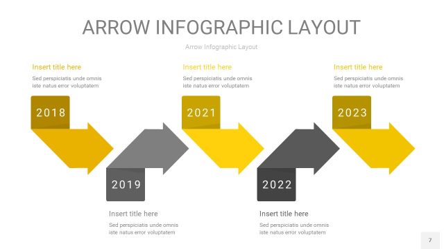 灰黄色箭头PPT信息图表7