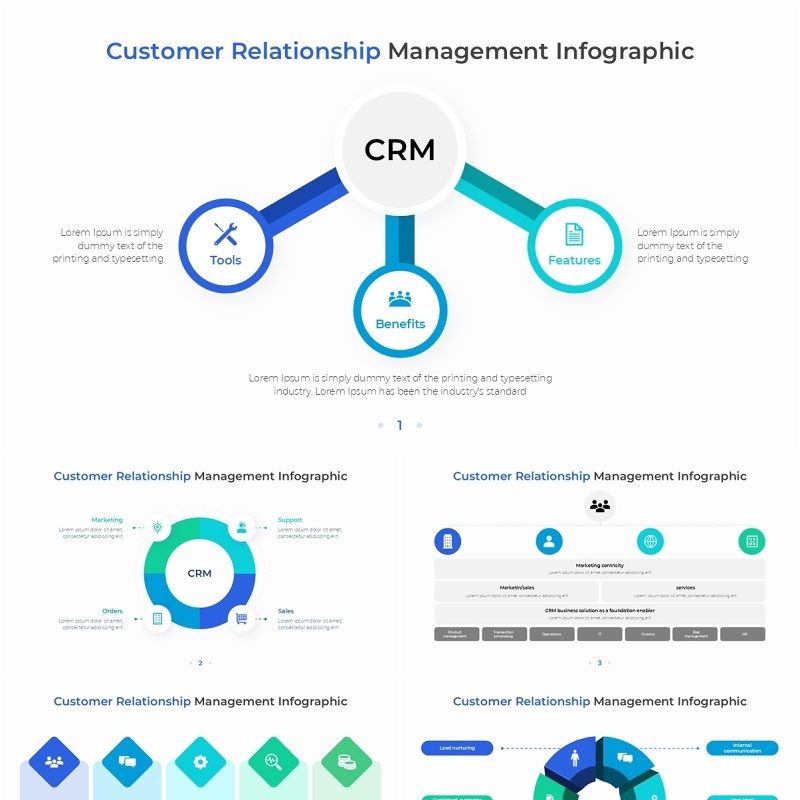 客户关系管理信息图PPT模板素材Customer Relationship Management Infographic