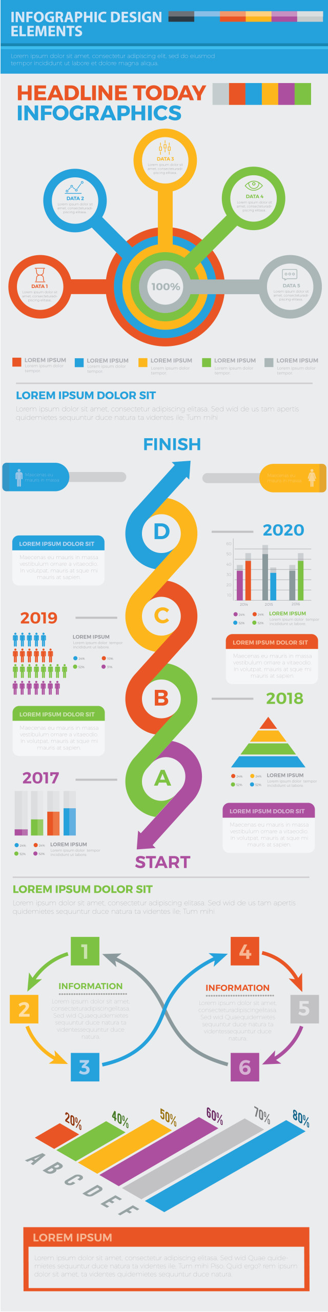 阶梯箭头信息图表模板设计 Infographic Elements