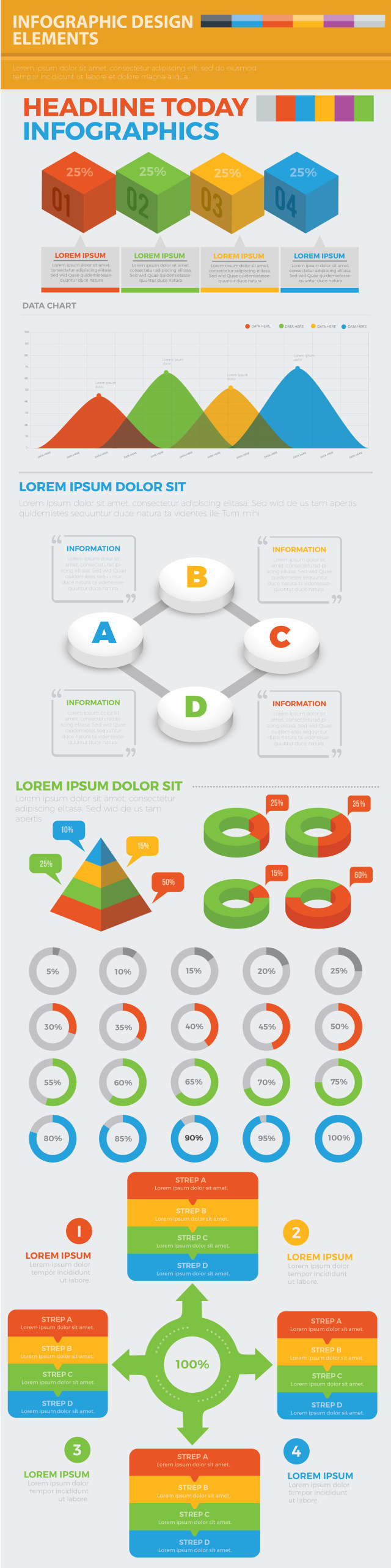 阶梯箭头信息图表模板设计 Infographic Elements