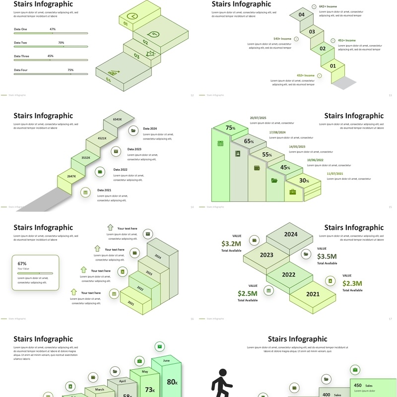 楼梯台阶信息图PPT模板Stairs Infographic