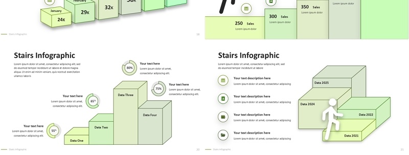 楼梯台阶信息图PPT模板Stairs Infographic