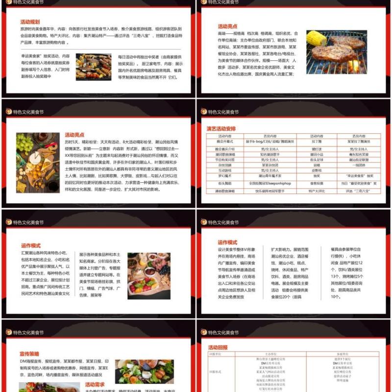 黑红双色特色文化美食节活动策划方案动态PPT模板