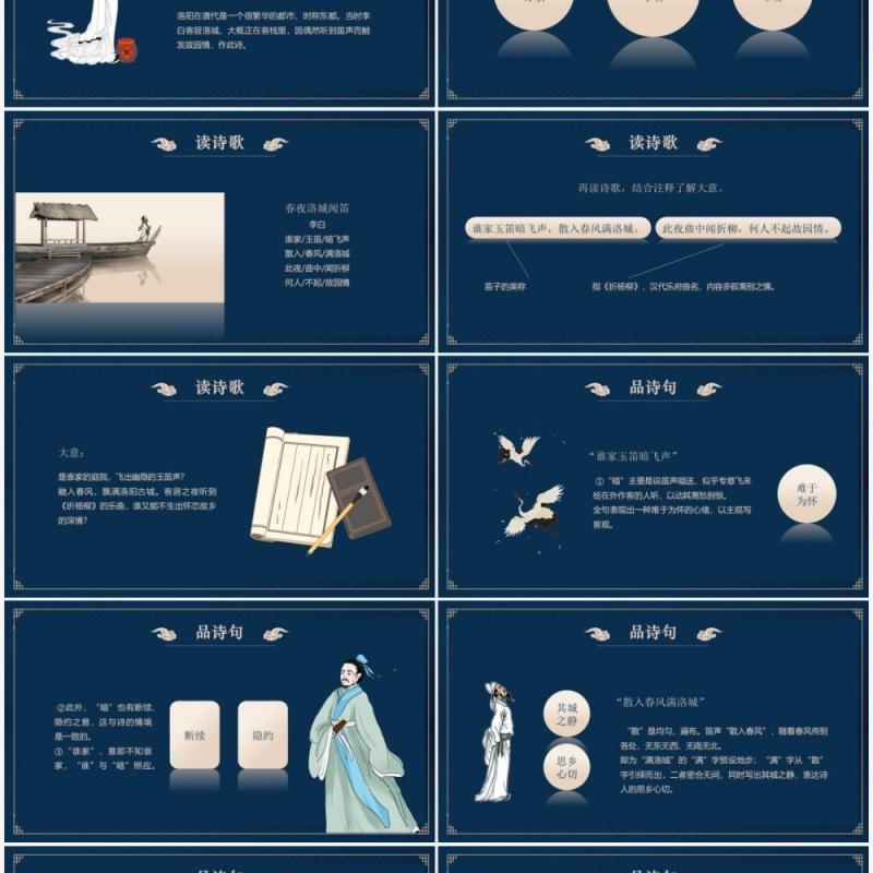 部编版七年级语文下册春夜洛城闻笛课件PPT模板